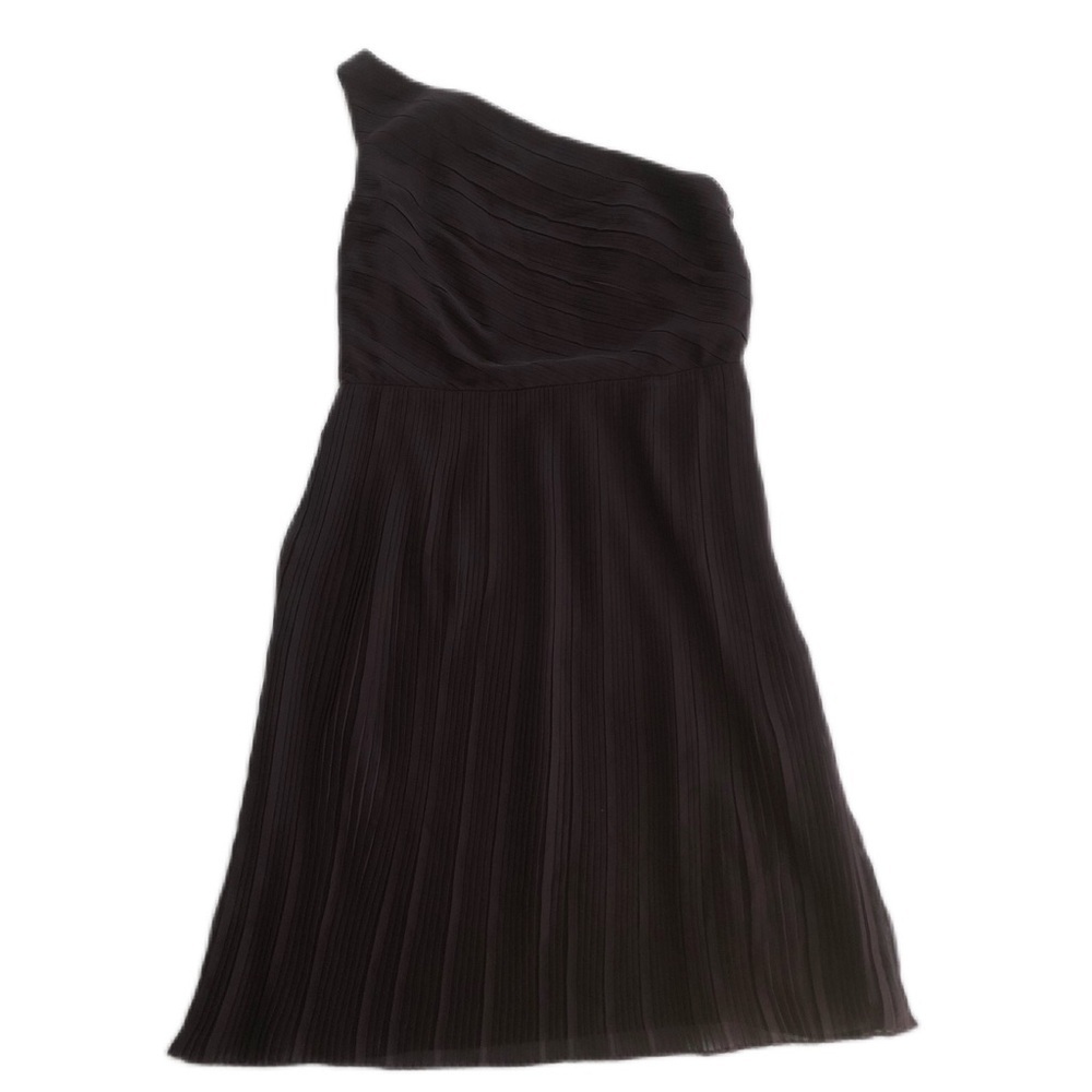 Ann Taylor Deep Purple One Shoulder Cocktail Pleated Midi Fit & Flare Dress Sz 6